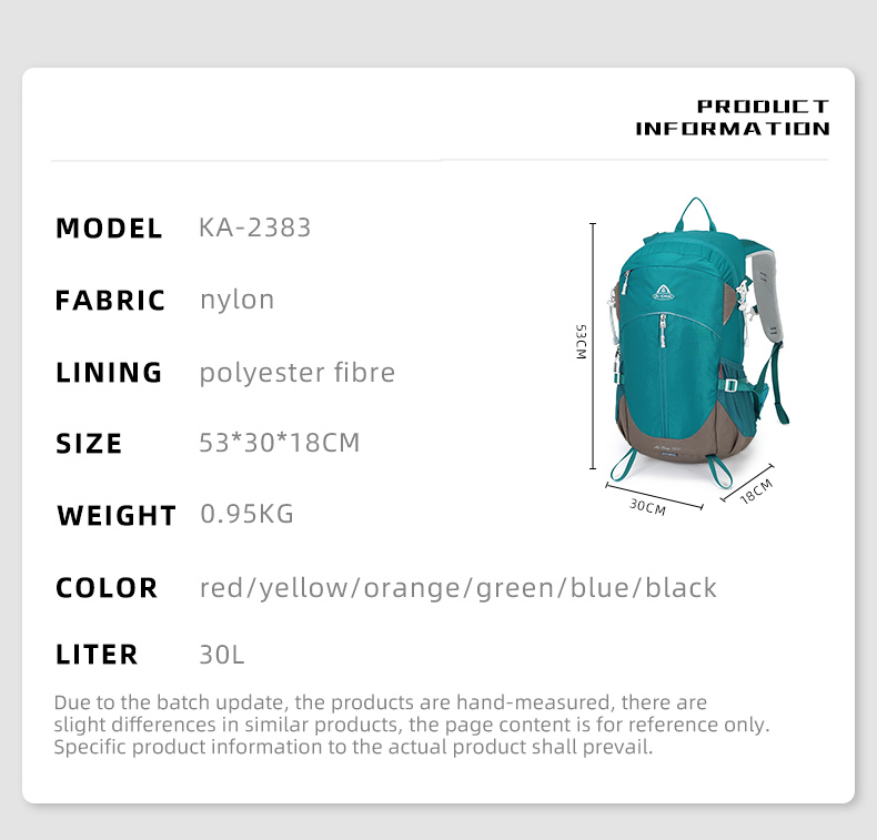 wholesale factory price 30l lightweight nylon waterproof hiking bags traveling hiking backpack camping bag with high quality