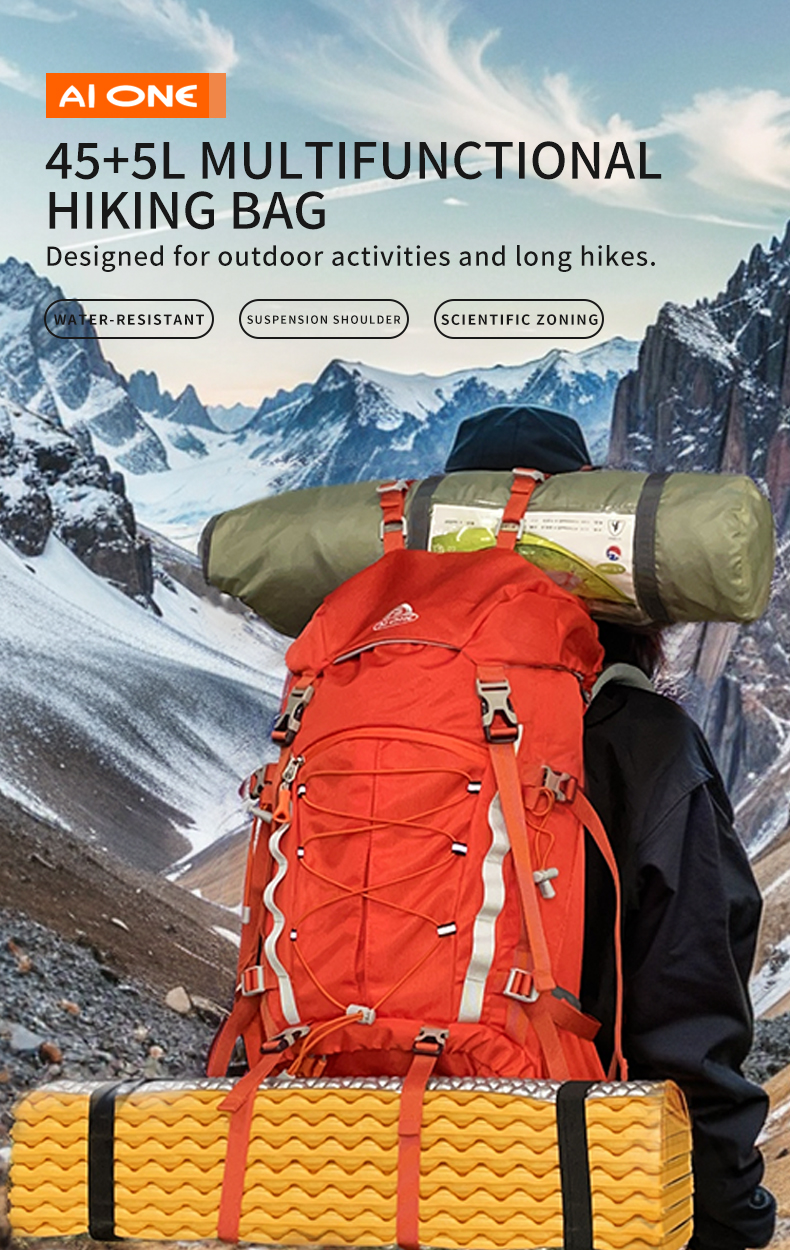 hot selling updated 45+5l hiking backpack for travelling and camping water resistant