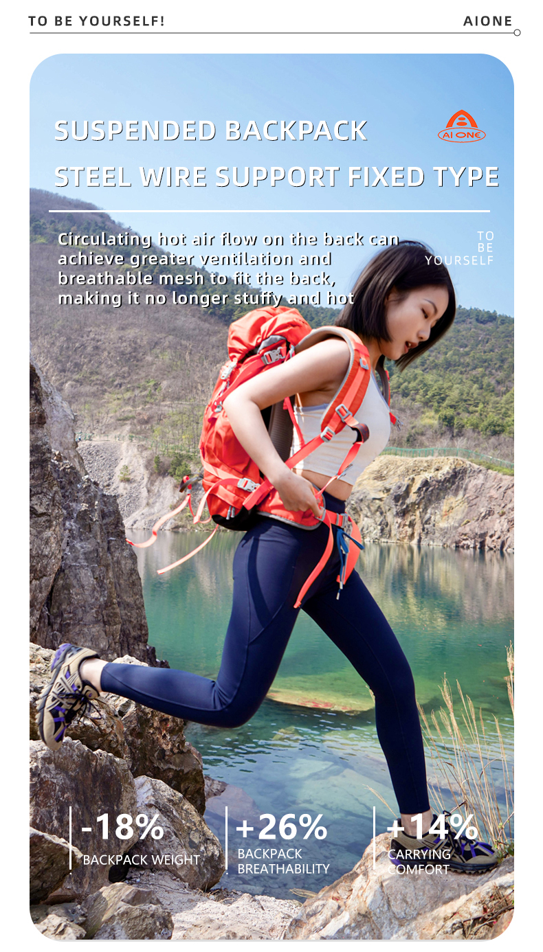 fashion hiking backpack design external frame backpack women men rucksack brand outdoor travelling hiking camping backpack 40l