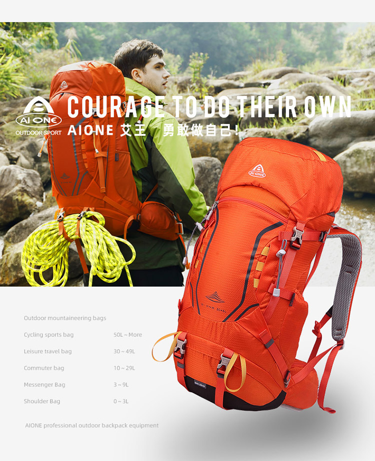 40l(35+5 )waterproof hiking camping backpack with rain cover, professional outdoor sport travel daypack for climbing touring