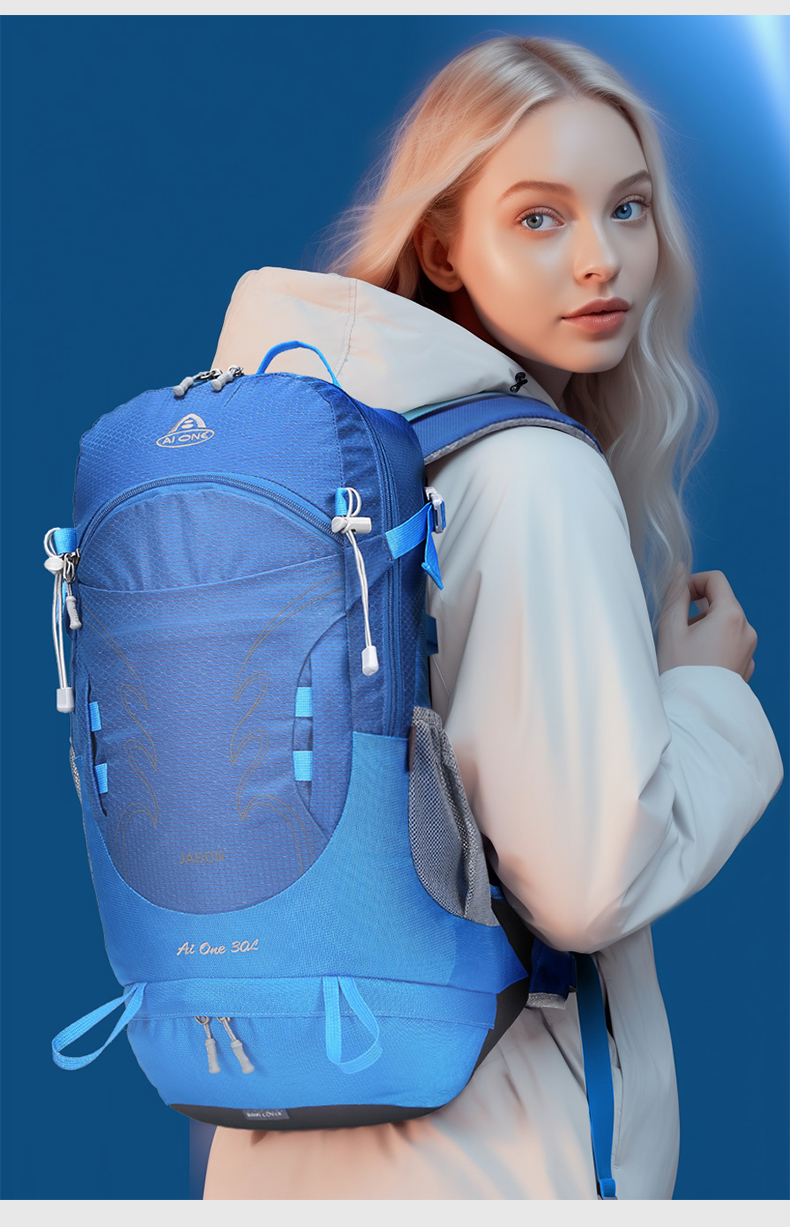 aione brand 30l multi functional travel backpack polyester lined zipper closure fashionable outdoor trekking hiking bag pack