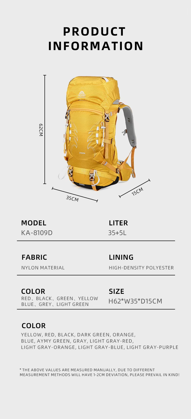 upgraded aione 40l (35l+5l) hiking backpack, mountain climbing camping backpack with sleeping bag compartment