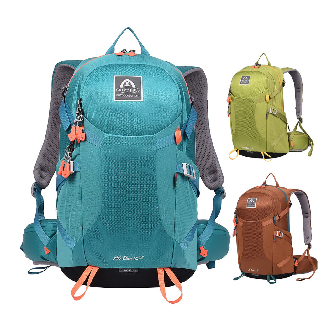 wholesale aione trendy 25l waterproof eco friendly hiking travel backpack portable frame design outdoor trekking