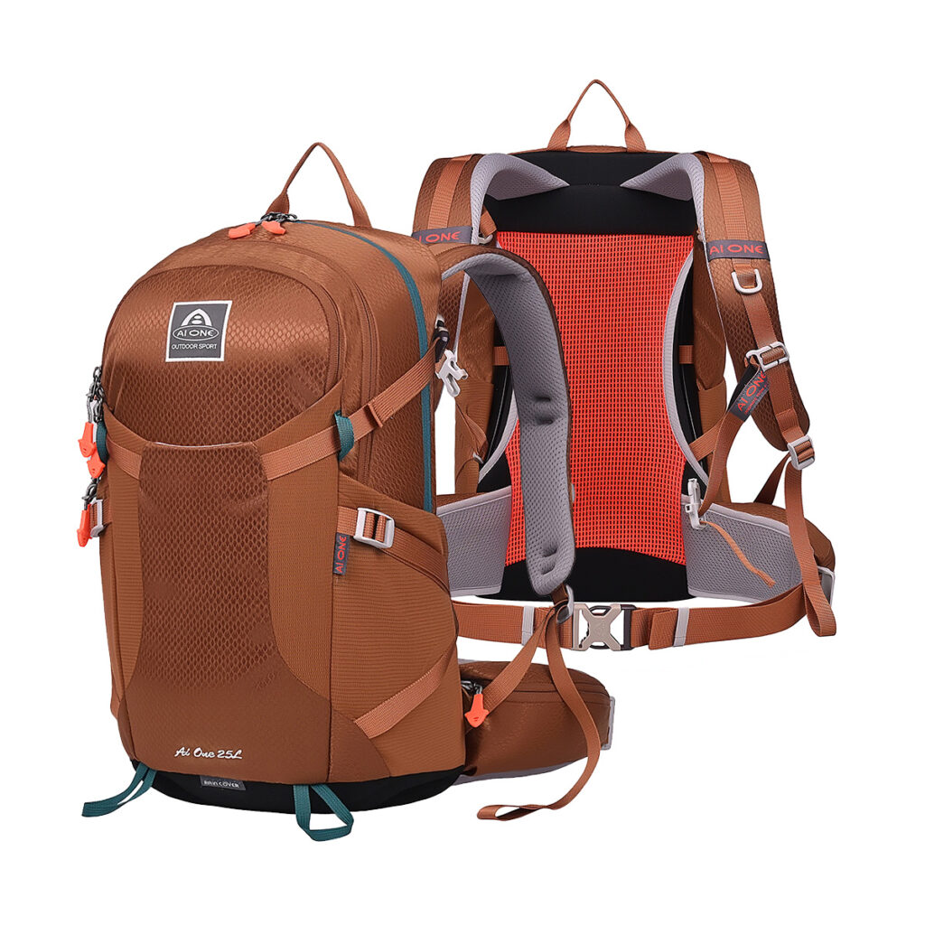 wholesale aione trendy 25l waterproof eco friendly hiking travel backpack portable frame design outdoor trekking