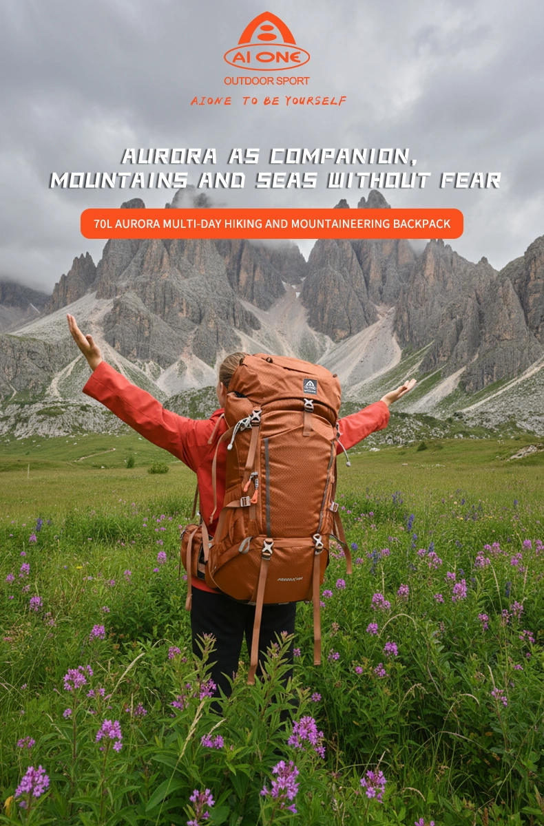 2026 new arrival 70l large capacity external frame waterproof mountain backpack nylon high quality hiking backpack for outdoor