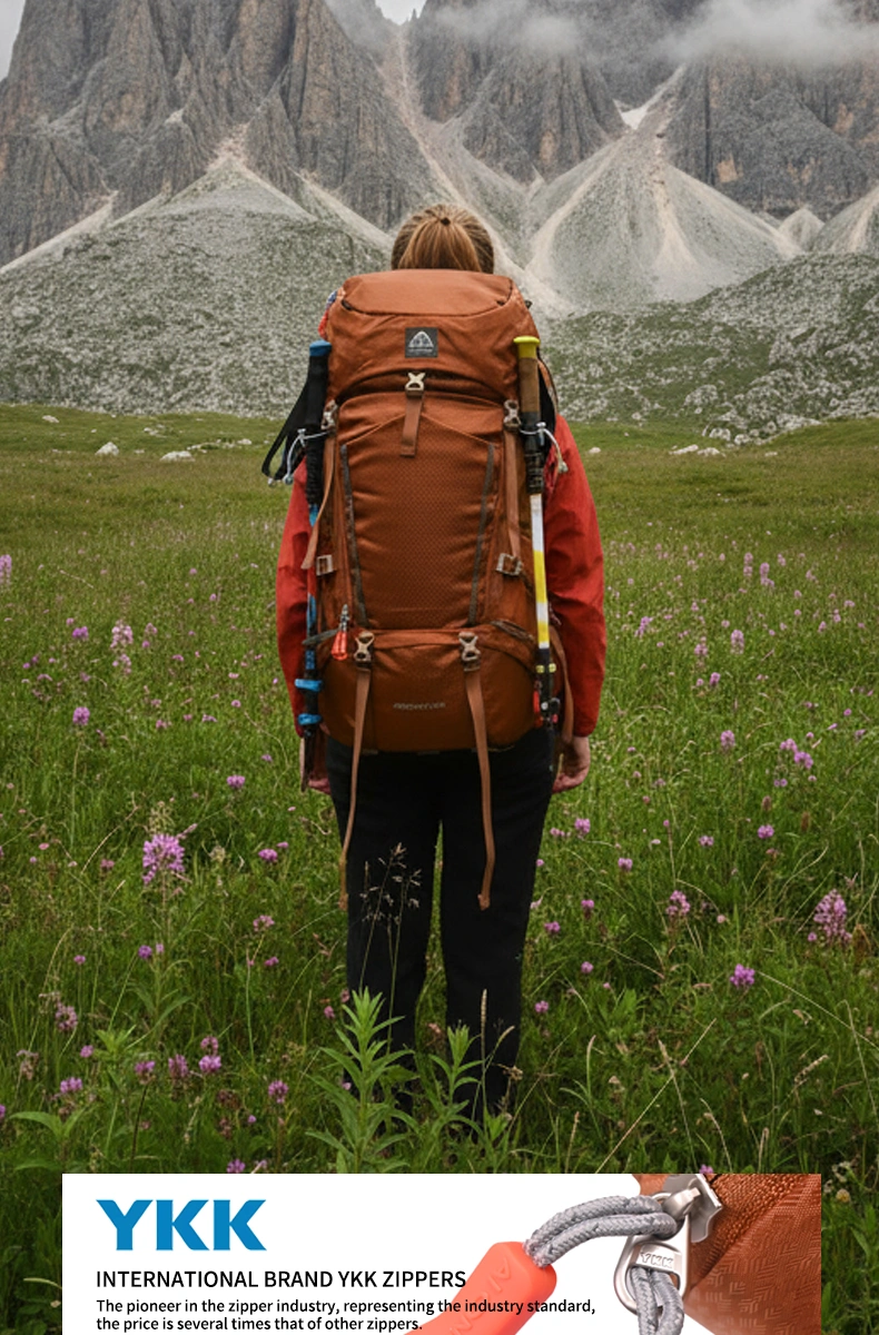 2026 new arrival 70l large capacity external frame waterproof mountain backpack nylon high quality hiking backpack for outdoor