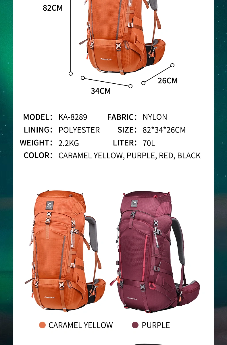 2026 New Arrival 70L Large Capacity External Frame Waterproof Mountain Backpack Nylon High Quality Hiking Backpack for Outdoor 2026 new arrival 70l large capacity external frame waterproof mountain backpack nylon high quality hiking backpack for outdoor