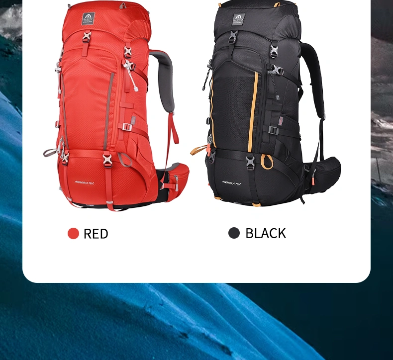 2026 New Arrival 70L Large Capacity External Frame Waterproof Mountain Backpack Nylon High Quality Hiking Backpack for Outdoor 70L High Quality Hiking Backpack