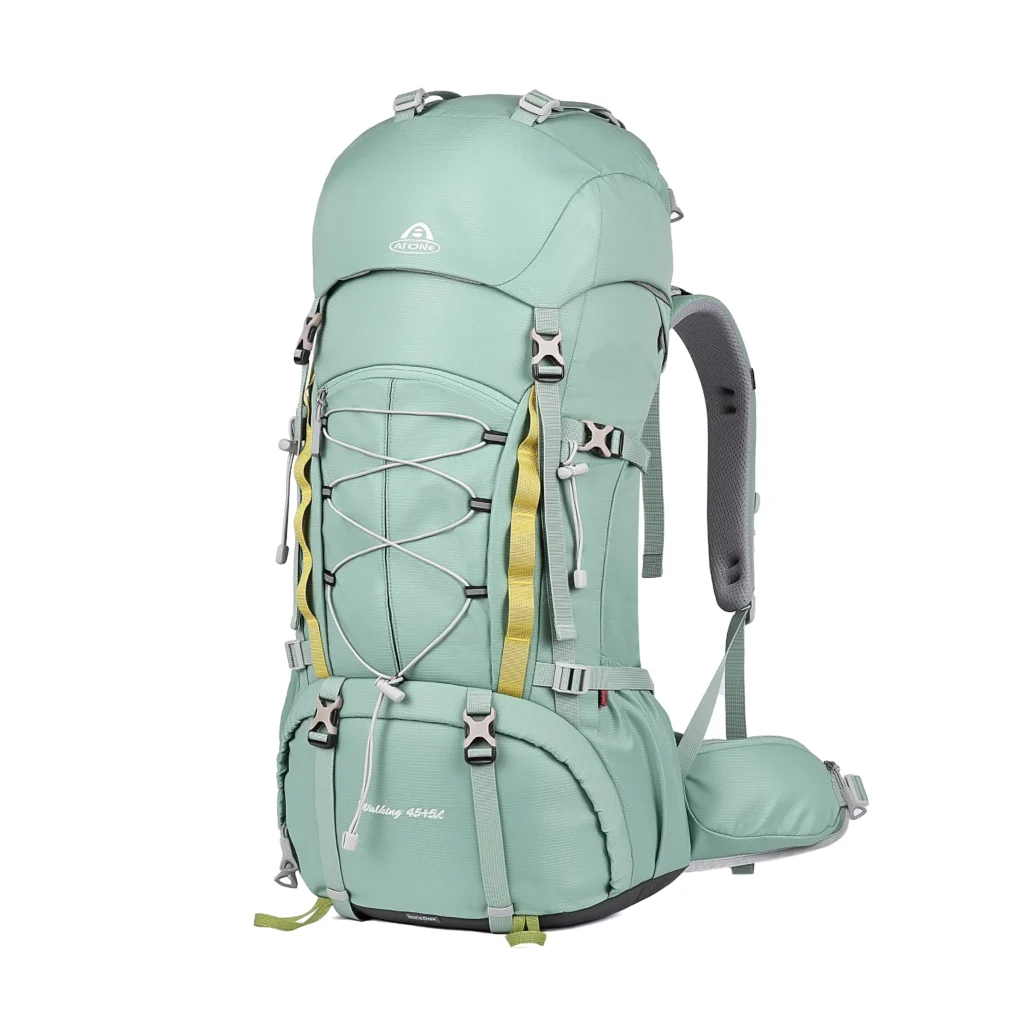 aione brand 50l waterproof large capacity external frame mountaineering backpack nylon outdoor travel hiking camping