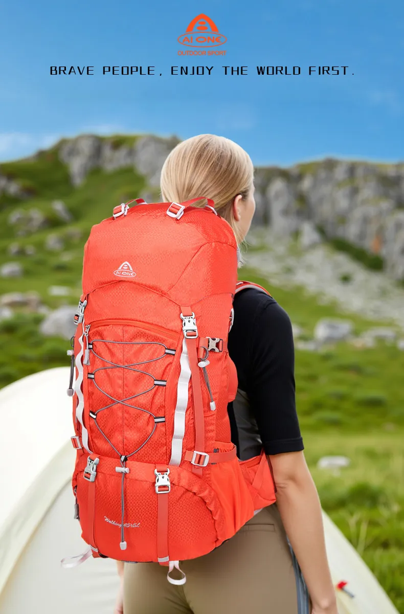 Aione Brand 50L Waterproof Large Capacity External Frame Mountaineering Backpack Nylon Outdoor Travel Hiking Camping aione brand 50l waterproof large capacity external frame mountaineering backpack nylon outdoor travel hiking camping