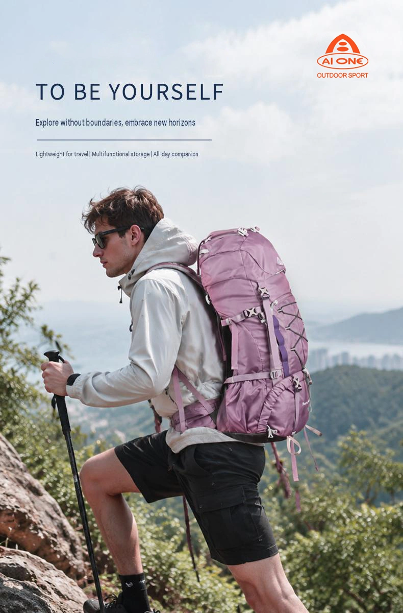 50l premium nylon lightweight camouflage waterproof external frame hiking backpack for mountaineering climbing