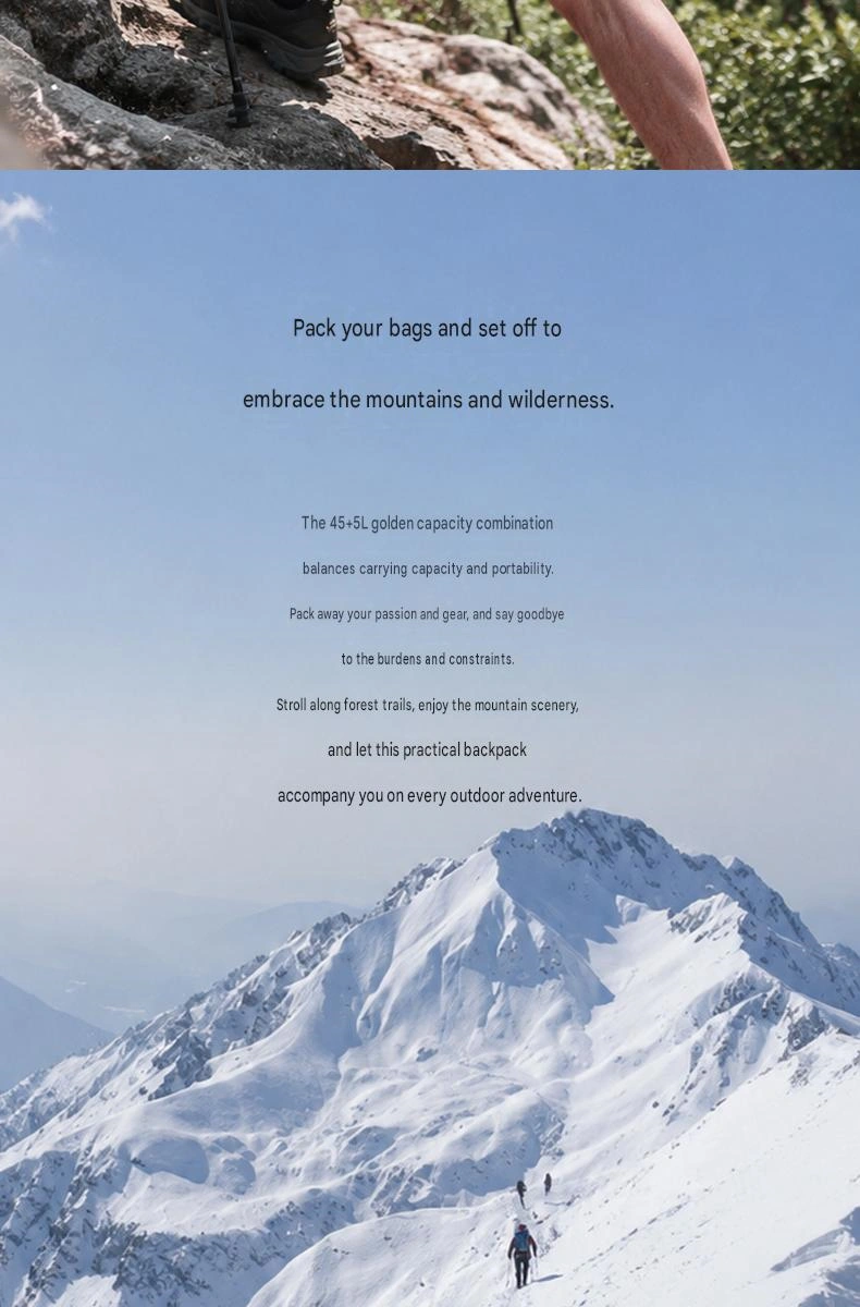 50l premium nylon lightweight camouflage waterproof external frame hiking backpack for mountaineering climbing